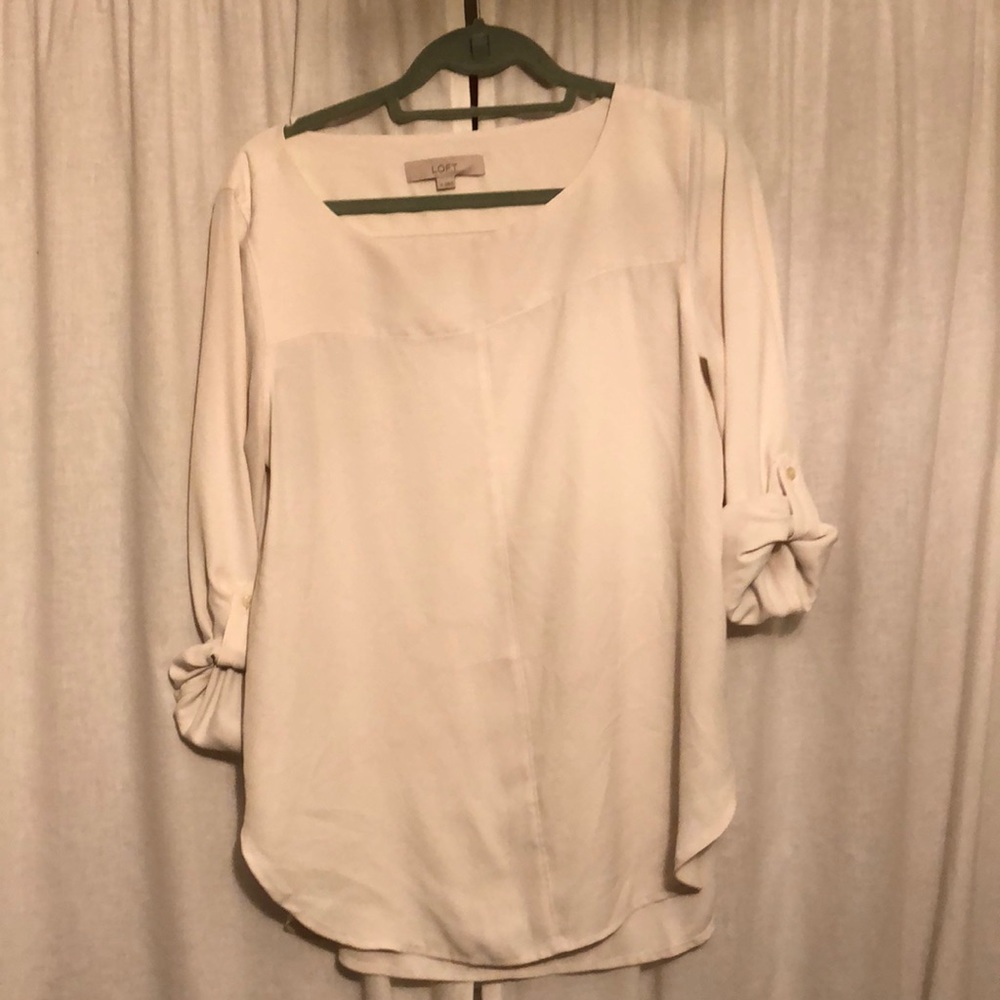 Cream 3/4 button sleeve top